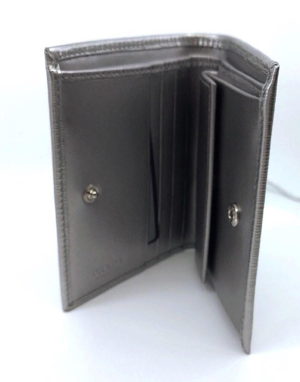 Prada Portafoglio Verticale Cromo Silver Vitello Move Leather Flap Wallet 1MV204