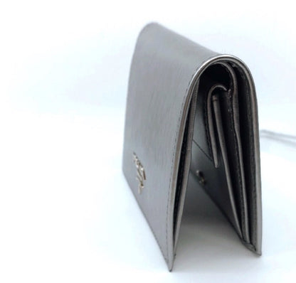 Prada Portafoglio Verticale Cromo Silver Vitello Move Leather Flap Wallet 1MV204