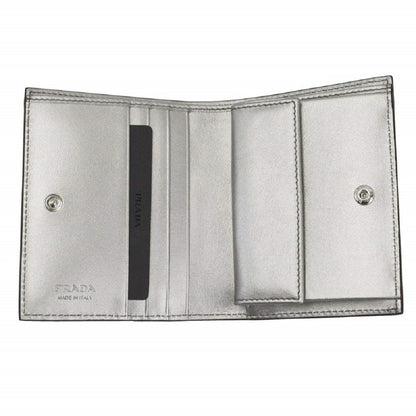 Prada Portafoglio Verticale Cromo Silver Vitello Move Leather Flap Wallet 1MV204