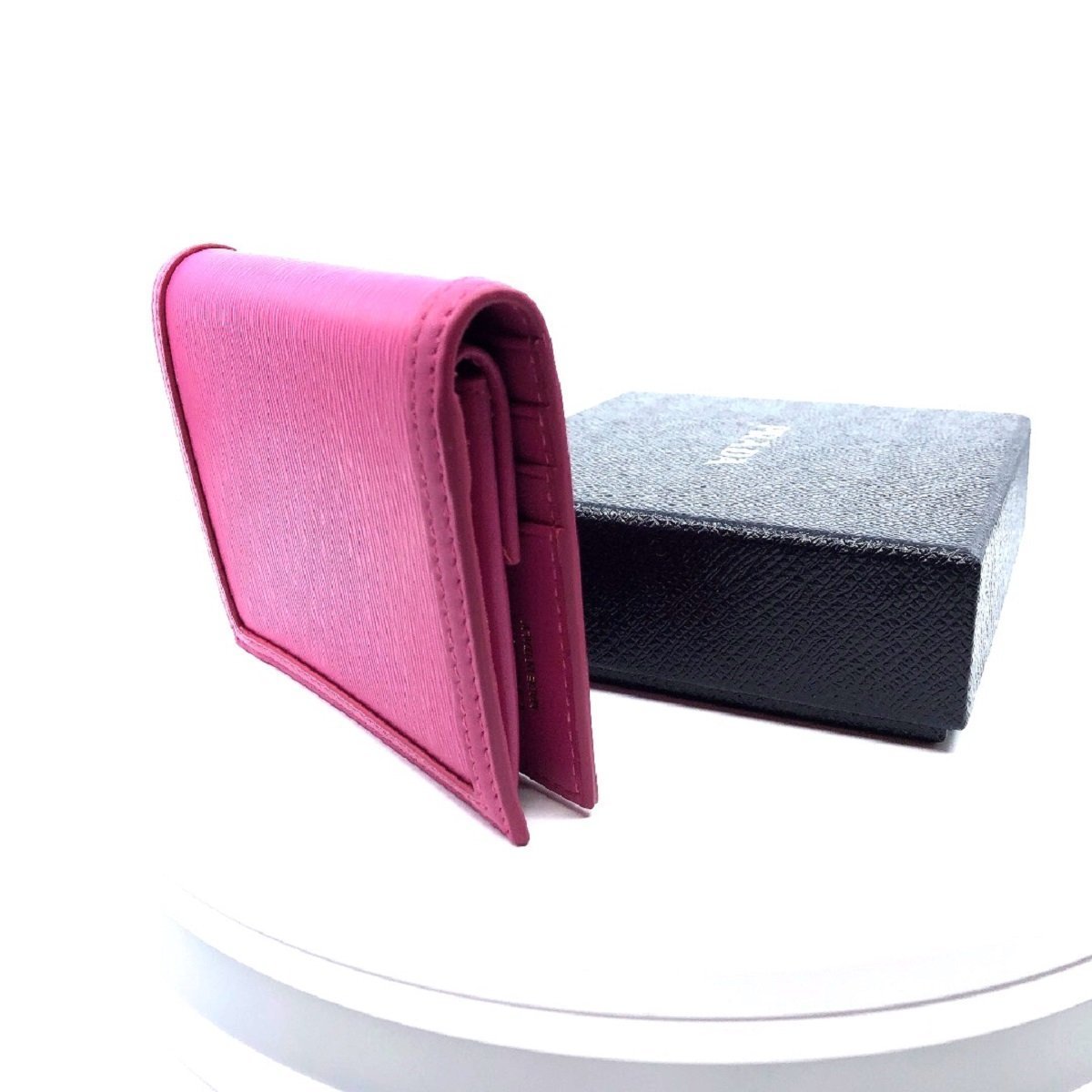Prada Portafoglio Verticale Fuxia Pink Leather Flap Bow Wallet 1MV204