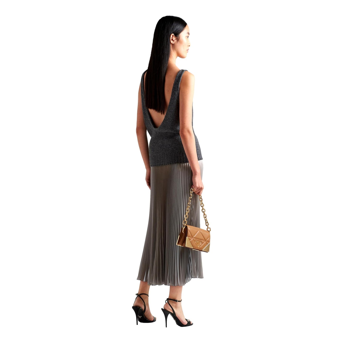 Prada Quilted Nappa Caramel Leather Shoulder Bag