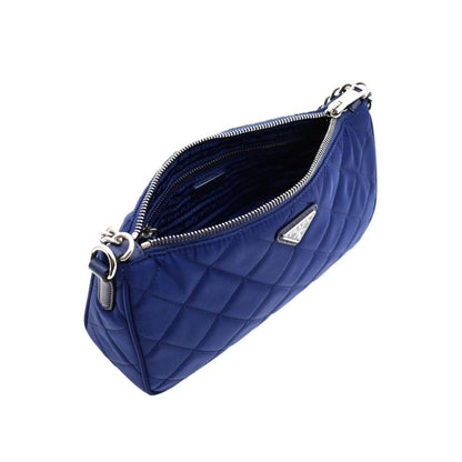 Prada Quilted Tessuto Nylon Bluette Blue Crossbody Triangle Logo 1BH026