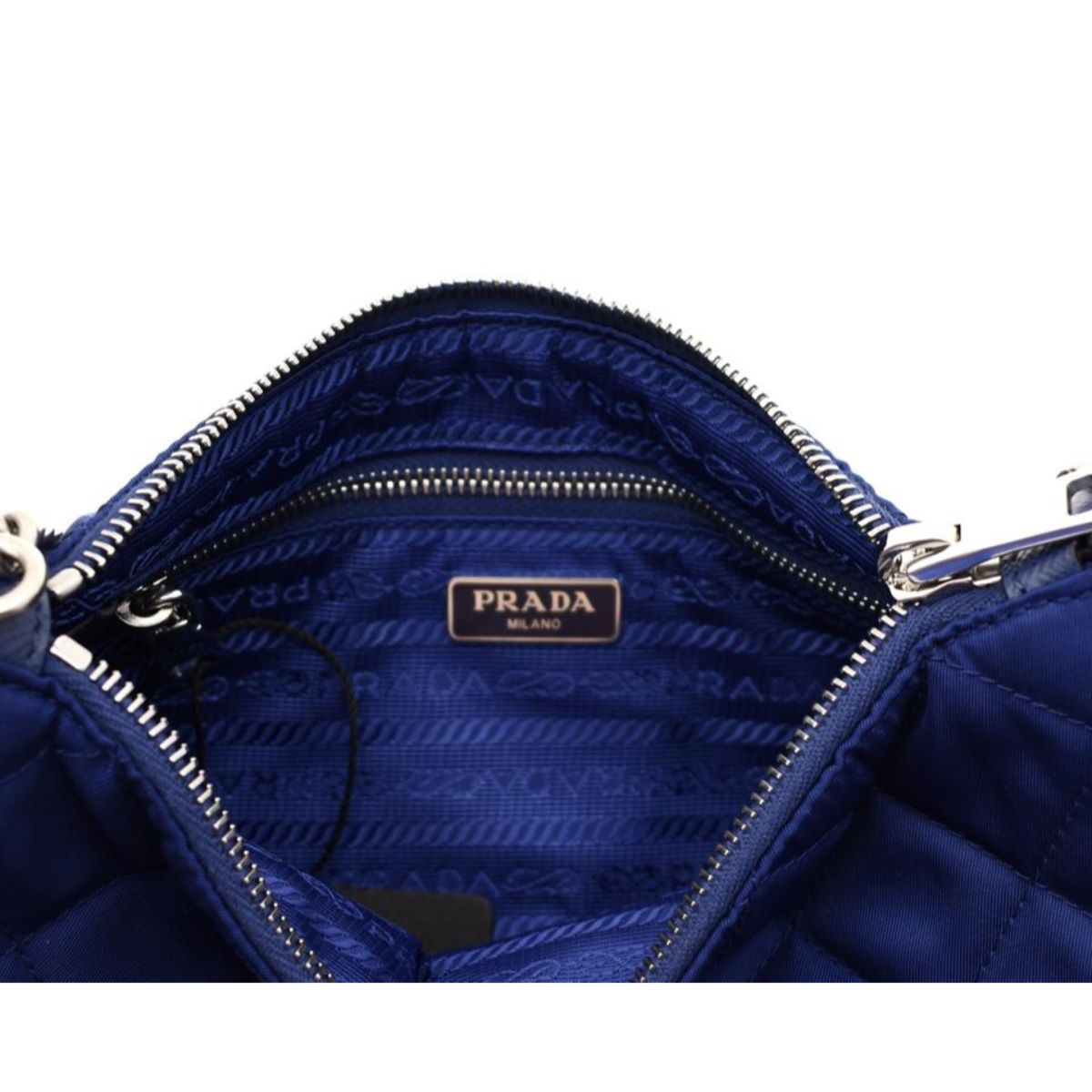 Prada Quilted Tessuto Nylon Bluette Blue Crossbody Triangle Logo 1BH026