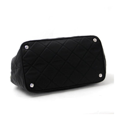 Prada Quilted Tessuto Nylon Chain Black Tote Shoulder Bag