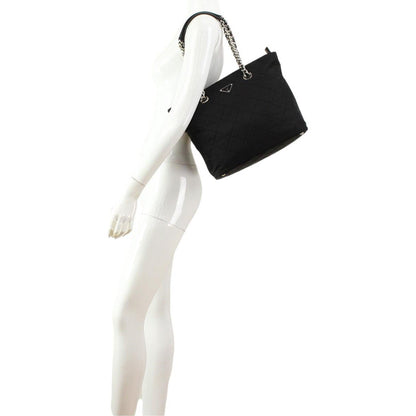 Prada Quilted Tessuto Nylon Chain Black Tote Shoulder Bag