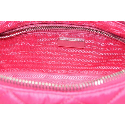 Prada Quilted Tessuto Nylon Fuxia Pink Crossbody Triangle Logo 1BH026