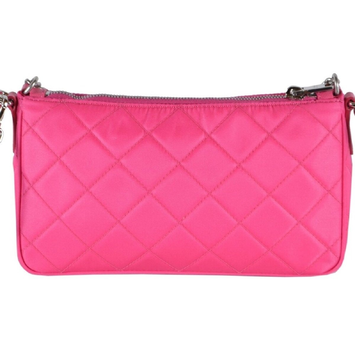 Prada Quilted Tessuto Nylon Fuxia Pink Crossbody Triangle Logo 1BH026