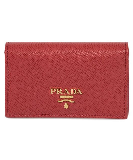 Prada Red Saffiano Leather Credit Card Holder