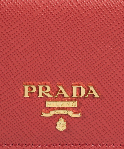 Prada Red Saffiano Leather Credit Card Holder