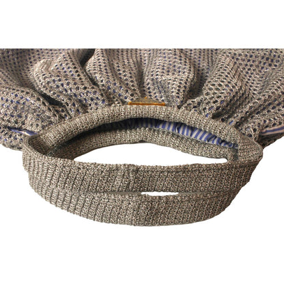 Prada Rete Metallic Silver Woven Mesh Striped Lining Tote Bag 1BC039