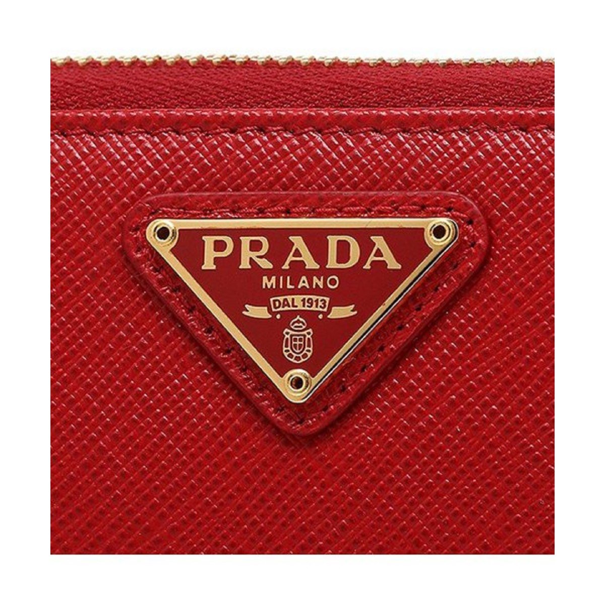 Prada Rosso Red Leather Saffiano Lip Print Zip Around Wallet 1ML506