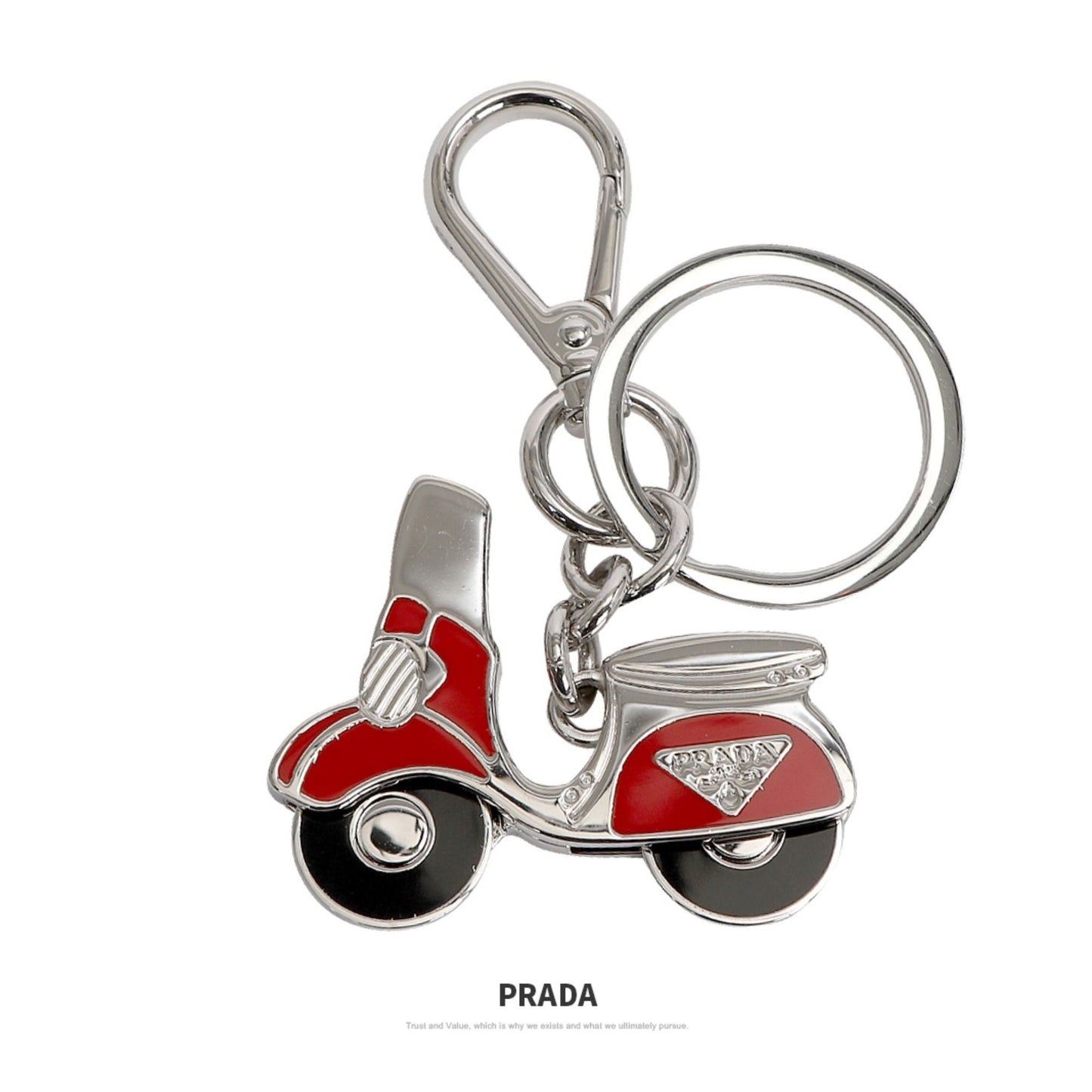 Prada Rosso Red Metal Vespa Scooter Keychain