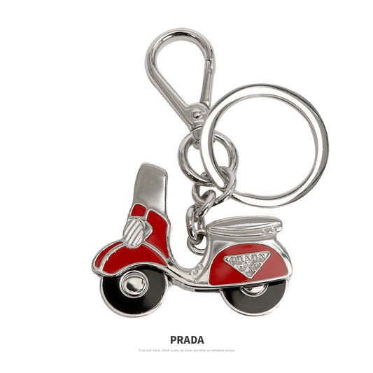 Prada Rosso Red Metal Vespa Scooter Keychain