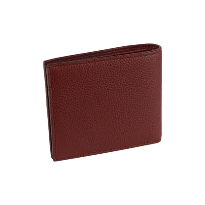 Prada Mens Debossed Logo Rubino Red Vitello Grain Bifold Wallet 2MO003