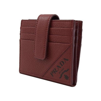 Prada Rubino Red Vitello Grain Leather Bifold Card Case Wallet 2MC049