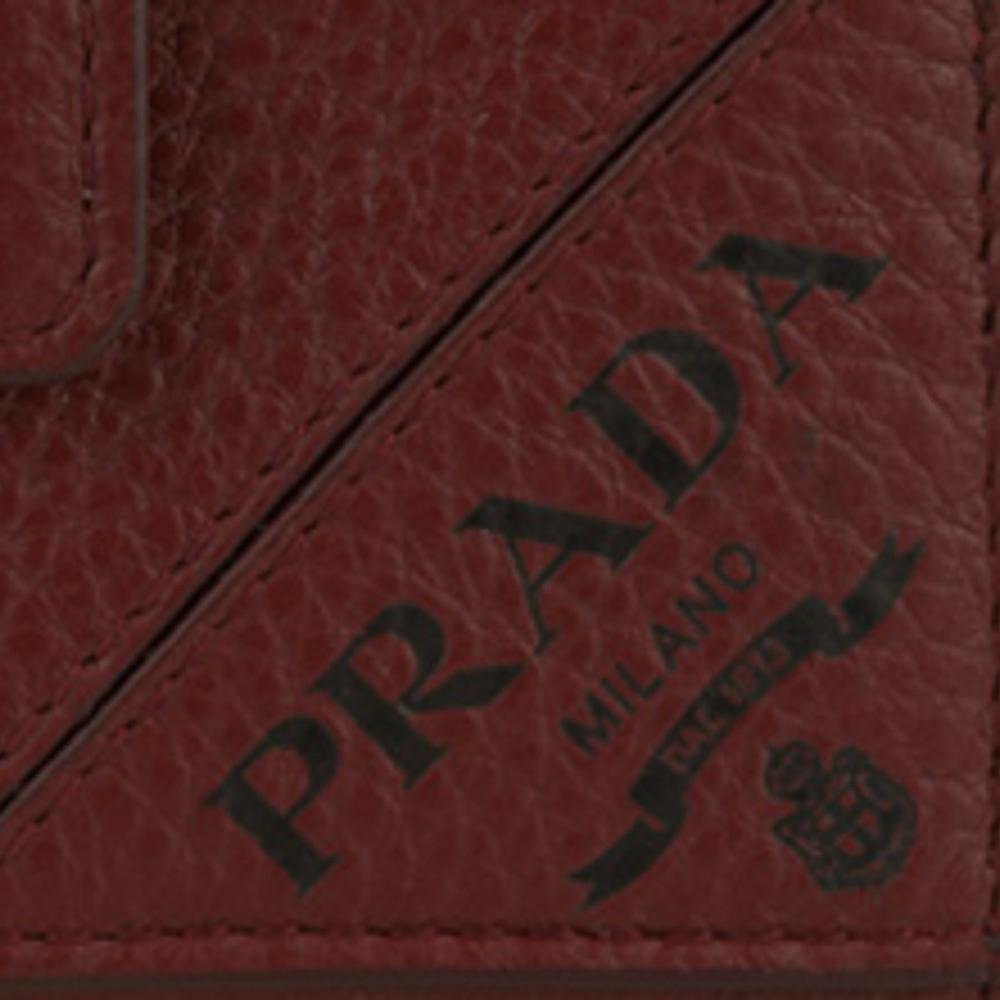 Prada Rubino Red Vitello Grain Leather Bifold Card Case Wallet 2MC049