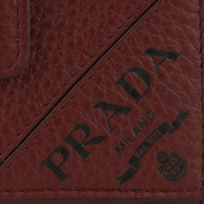 Prada Rubino Red Vitello Grain Leather Bifold Card Case Wallet 2MC049