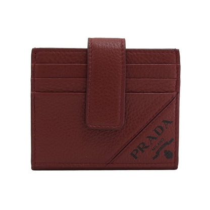 Prada Rubino Red Vitello Grain Leather Bifold Card Case Wallet 2MC049
