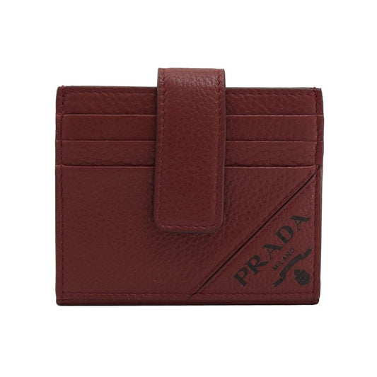Prada Rubino Red Vitello Grain Leather Bifold Card Case Wallet 2MC049