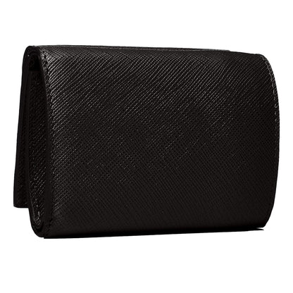 Prada Saffiano Black Leather Envelope Trifold Wallet