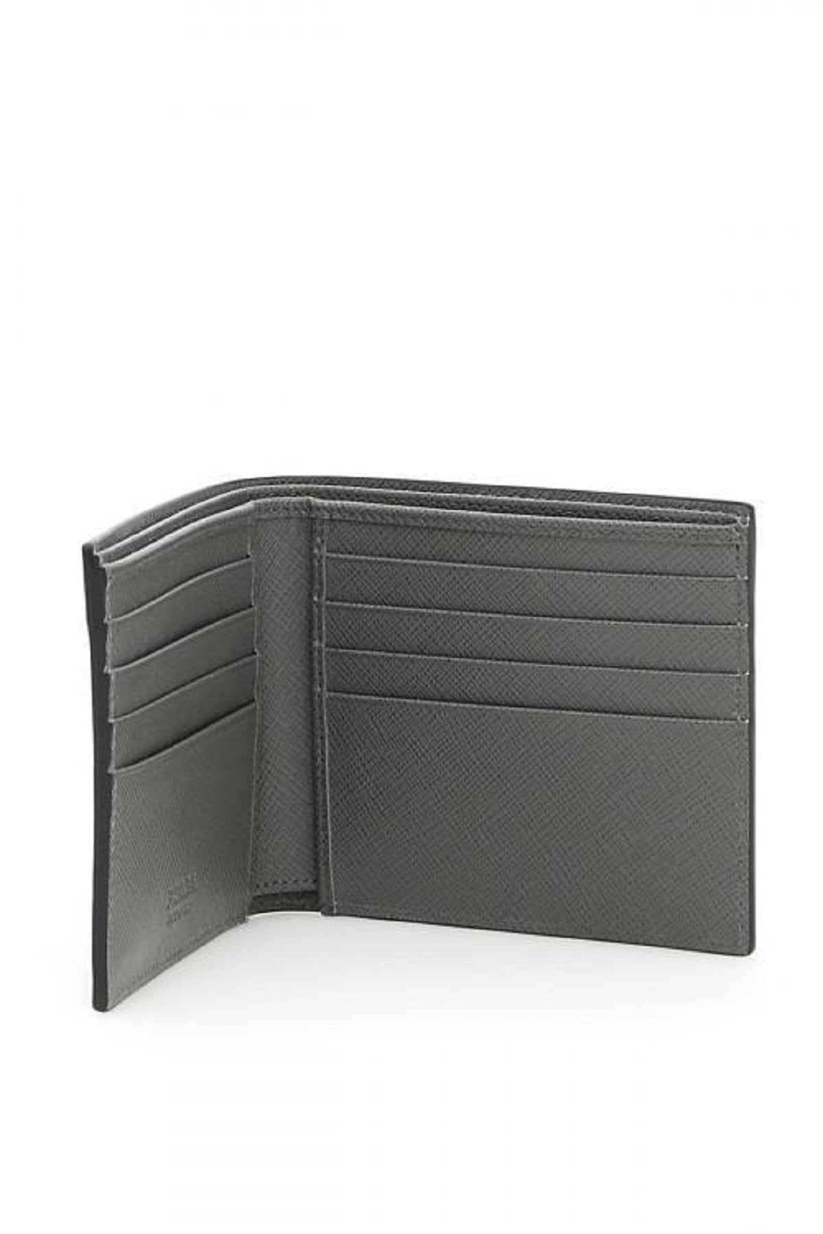 Prada Saffiano Gray Leather Men's Billfold Bi fold Wallet 2MO513