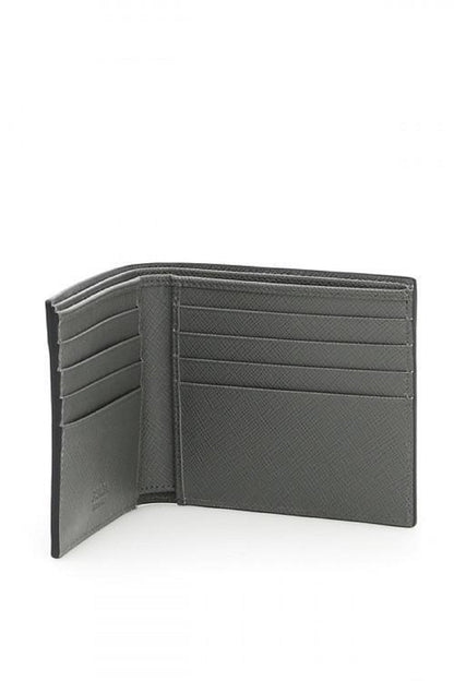 Prada Saffiano Gray Leather Men's Billfold Bi fold Wallet 2MO513