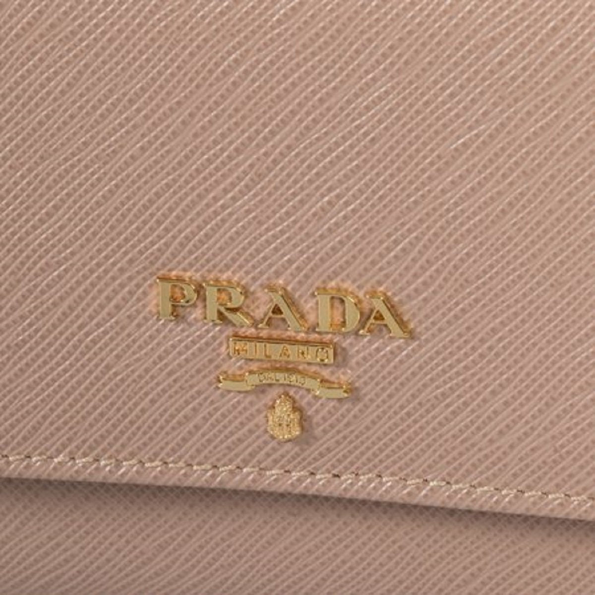 Prada Saffiano Leather Beige Pattina Cammeo Beige Small Wallet, Women's 1MH523