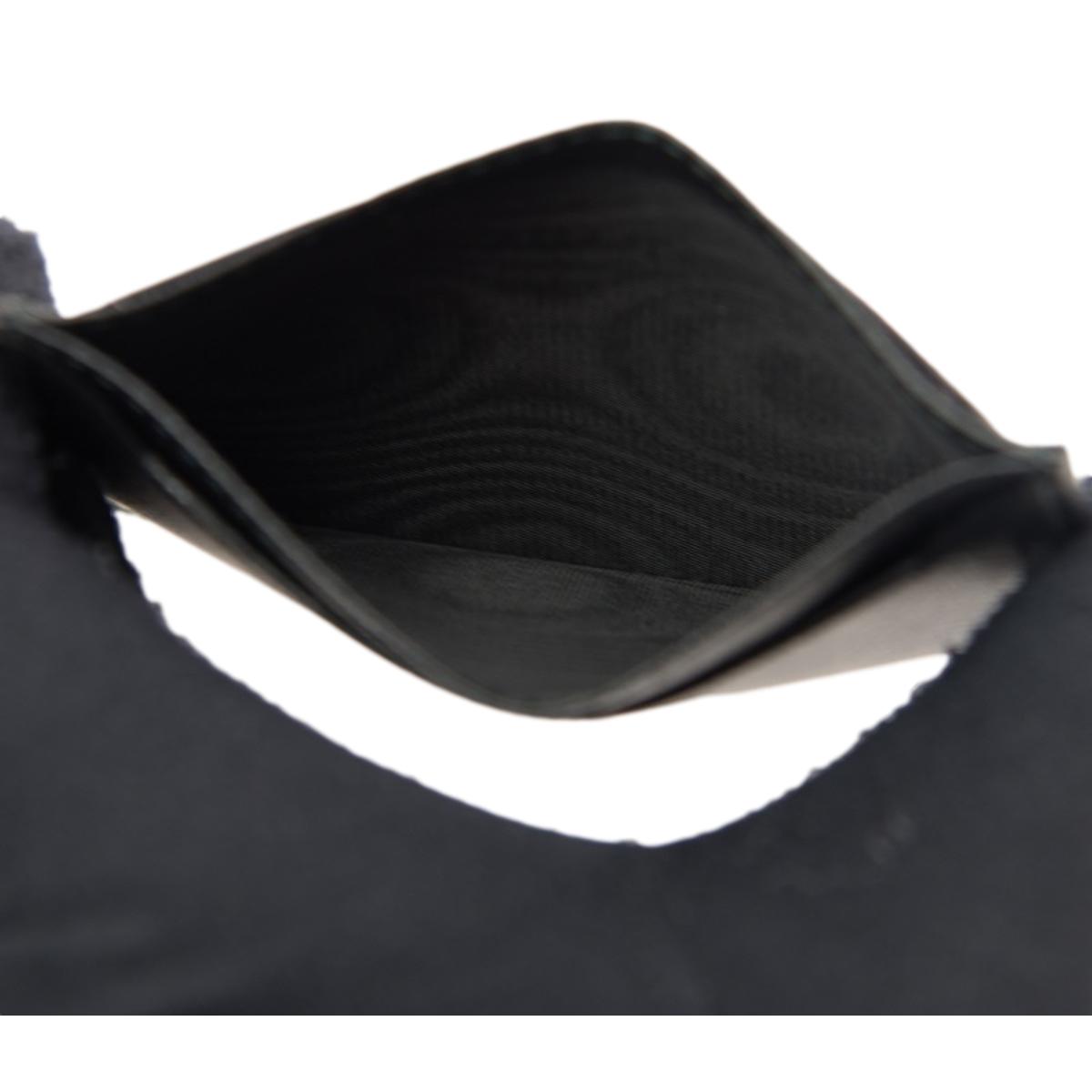 Prada Saffiano Leather Black Gold Triangle Logo Card Holder 1MC208