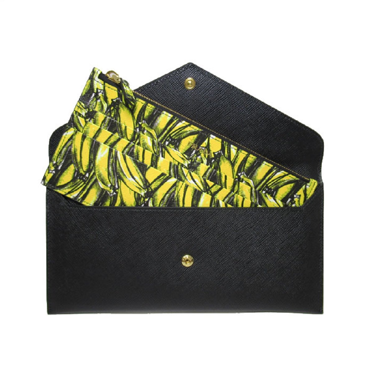 Prada Saffiano Leather Envelope Document Holder Banana Print Pouch 1MF006