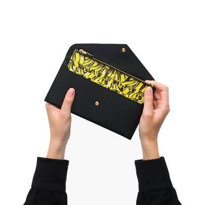 Prada Saffiano Leather Envelope Document Holder Banana Print Pouch 1MF006
