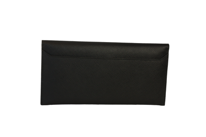 Prada Saffiano Leather Envelope Document Holder Black Pouch 1MF006