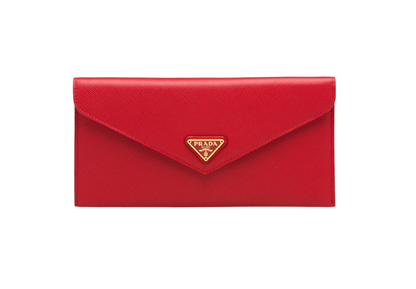 Prada Saffiano Leather Envelope Document Holder Lip Print Pouch 1MF006