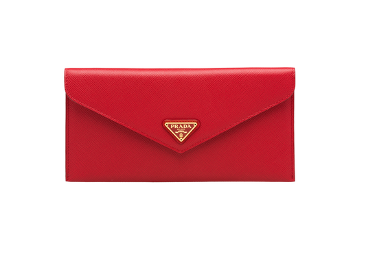 Prada Saffiano Leather Envelope Document Holder Lip Print Pouch 1MF006