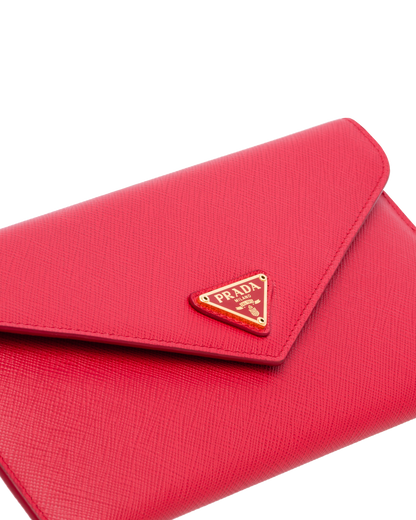 Prada Saffiano Leather Envelope Document Holder Lip Print Pouch 1MF006