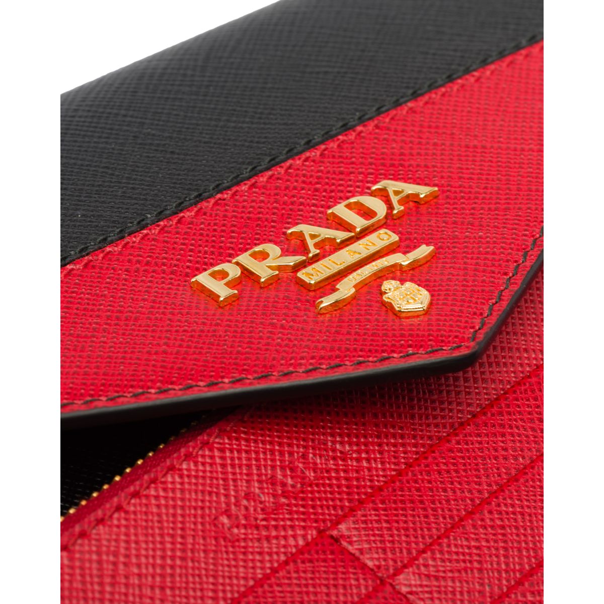 Prada Saffiano Leather Nero and Fuoco Document Holder 1MF006