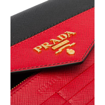 Prada Saffiano Leather Nero and Fuoco Document Holder 1MF006