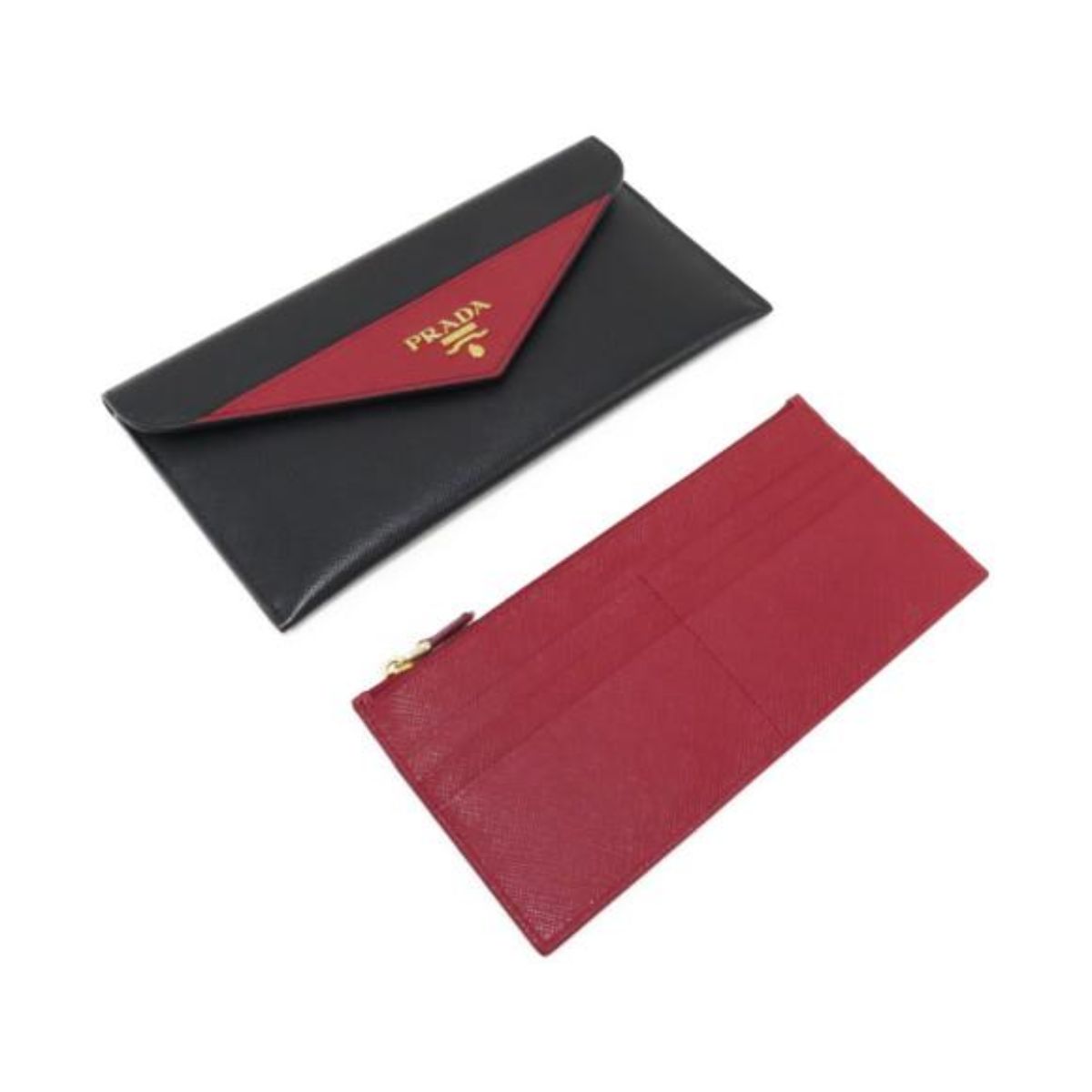 Prada Saffiano Leather Nero and Fuoco Document Holder 1MF006