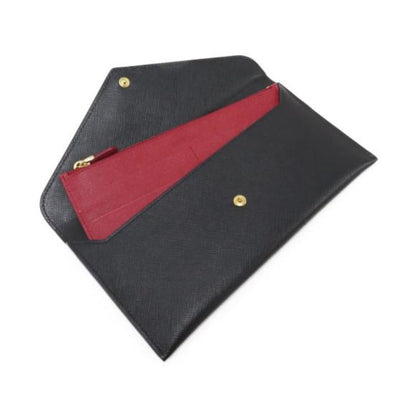 Prada Saffiano Leather Nero and Fuoco Document Holder 1MF006