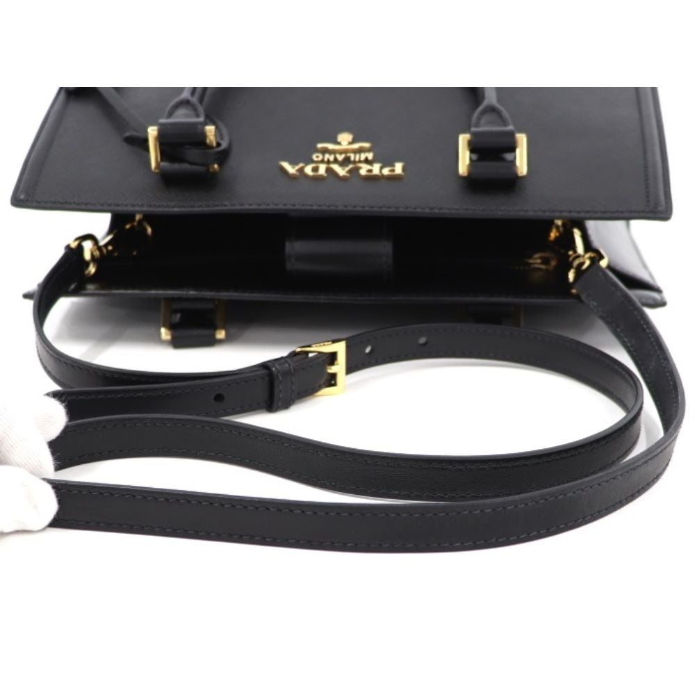 Prada Saffiano Lux Black Medium Satchel Handbag