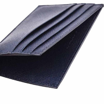 Prada Saffiano Mens Credit Card Wallet Baltico Blue Embossed Logo 2MC223