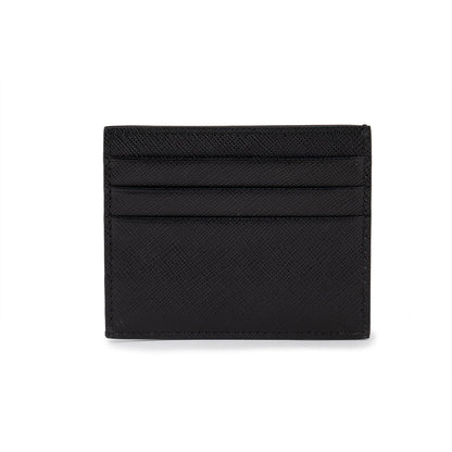 Prada Saffiano Nero Black Card Holder Embossed Logo