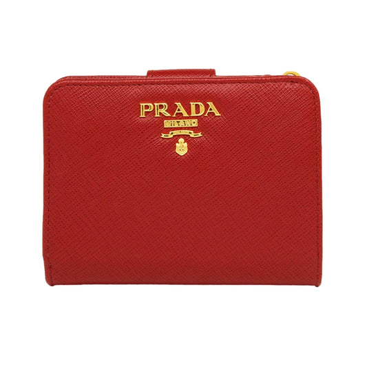 Prada Saffiano Rosso Red Snap Bifold Wallet