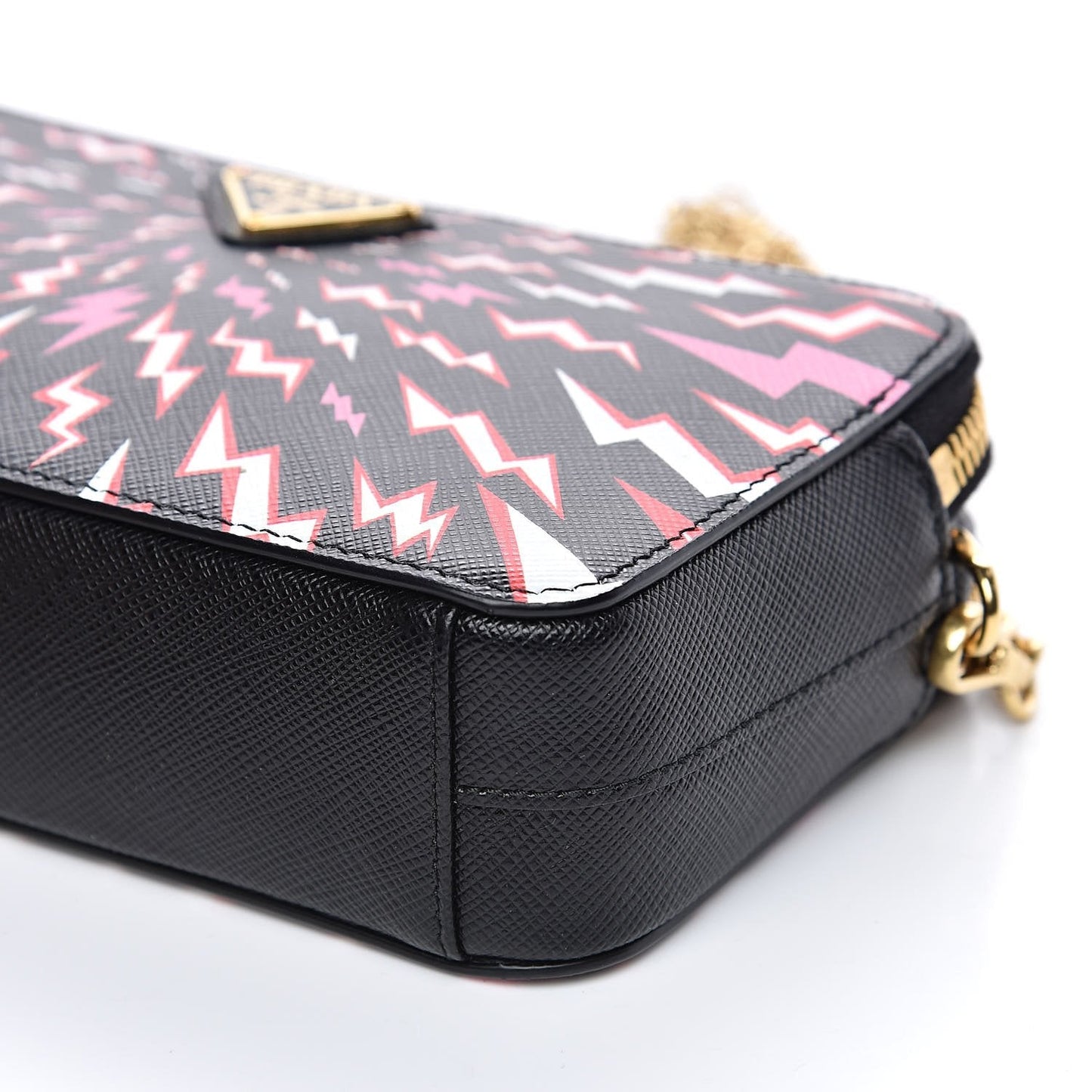 Prada Saffiano Thunder Print Mini Zip Crossbody Bag Lacca 1DH010