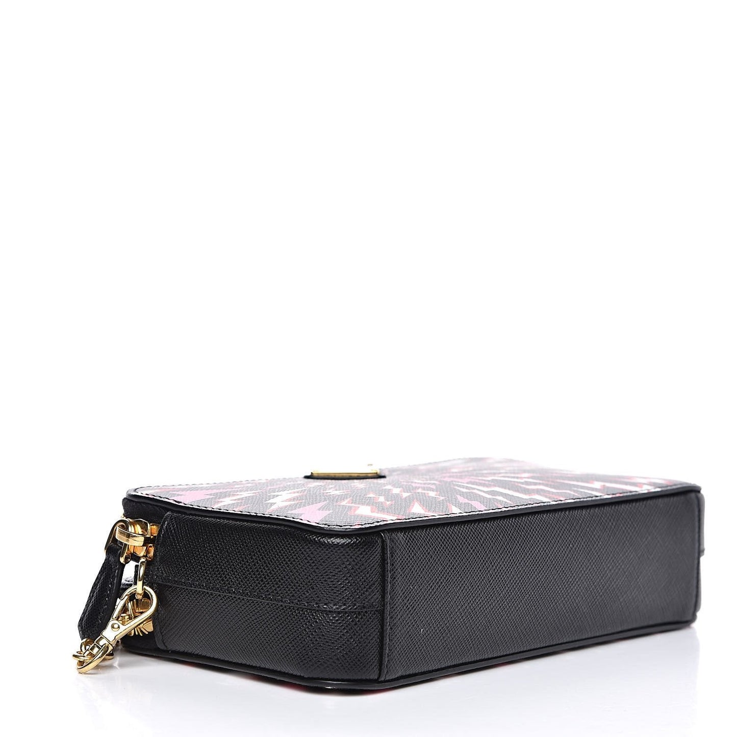 Prada Saffiano Thunder Print Mini Zip Crossbody Bag Lacca 1DH010