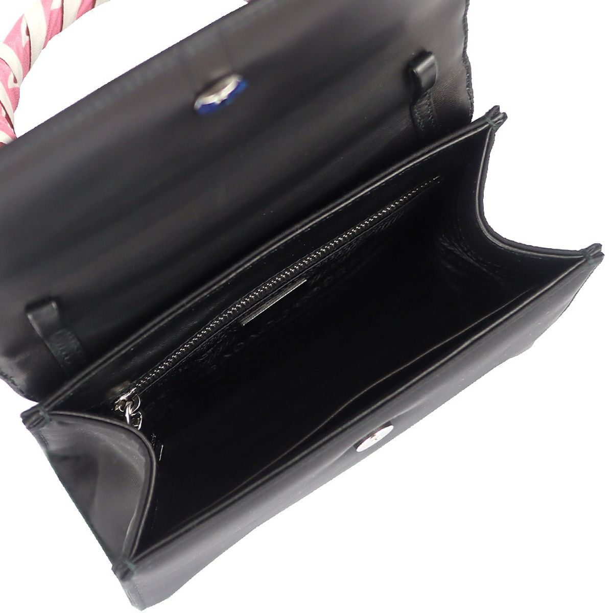 Prada Tessuto Foulard Handbag Silk Wrapped Handle Black Petalo 1BA656