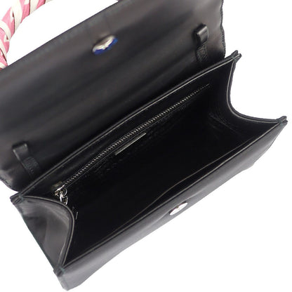 Prada Tessuto Foulard Handbag Silk Wrapped Handle Black Petalo 1BA656