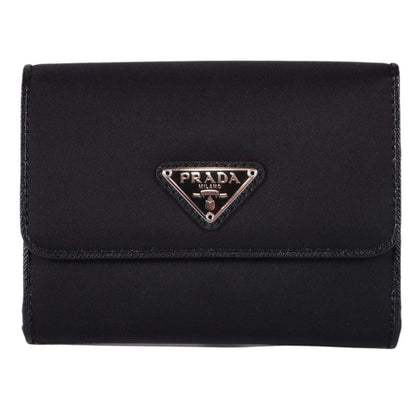Prada Tessuto Leather Black Nylon Small Leather Wallet 1MH523