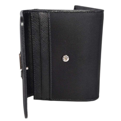 Prada Tessuto Leather Black Nylon Small Leather Wallet 1MH523