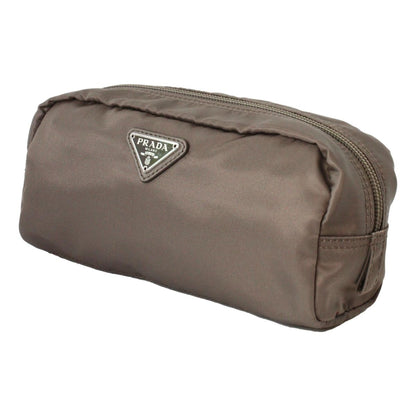 Prada Tessuto Nylon Argilla Grey Cosmetic Case Necessaire Bag 1NA350