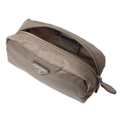 Prada Tessuto Nylon Argilla Grey Cosmetic Case Necessaire Bag 1NA350
